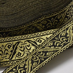 Polyester Ribbons, with Tree Pattern, Jacquard Ribbon, Black, 1-1/4 inches(33mm); 33yards/roll(30.1752m/roll)(OCOR-L018-23A-33mm)