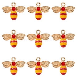 Alloy Enamel Pendants, Cadmium Free & Lead Free, Light Gold, Bees, Brown & Gold, 17.5x22.5x4mm, Hole: 2mm(X1-ENAM-S121-174A-RS)
