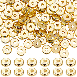 Brass Beads, Cadmium Free & Lead Free, Long-Lasting Plated, Disc, Real 18K Gold Plated, 7x2mm, Hole: 2mm, 150pcs(KK-BBC0021-17E)