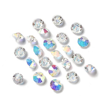 Glass Imitation Austrian Crystal Beads, Faceted, Diamond, Clear AB, 6x3.5mm, Hole: 1mm