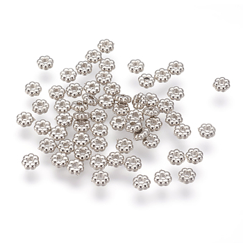 Flower CCB Plastic Spacer Beads, Platinum, 4x1.5mm, Hole: 1mm