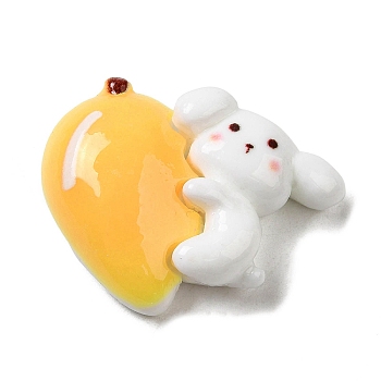 Opaque Resin Fruit Cabochons, Cartoon Dog Cabochons, for Jewelry Making, Mango, 22.5x28x8.5mm