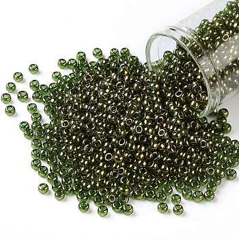 TOHO Round Seed Beads, Japanese Seed Beads, (324) Gold Luster Moss Green, 8/0, 3mm, Hole: 1mm, about 222pcs/10g