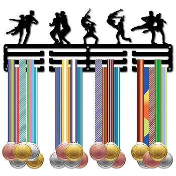 Fashion Iron Medal Hanger Holder Display Wall Rack, with Screws, Ice Skating Pattern, 150x400mm, Hole: 5mm
