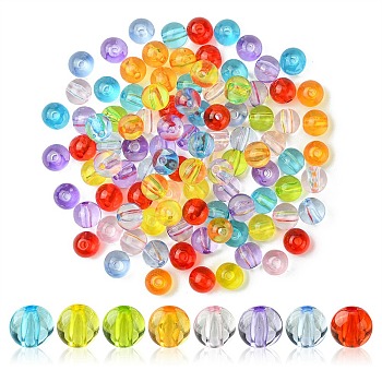 Transparent Acrylic Beads, Round, Mixed Color, 8x7mm, Hole: 2mm, about 100pcs/27g
