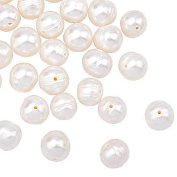 Natural Cultured Freshwater Pearl Beads Strands, Round, Antique White, 7.5~8x7~9mm, Hole: 0.7mm, about 23~24pcs/strand, 7.09 inch(18cm)