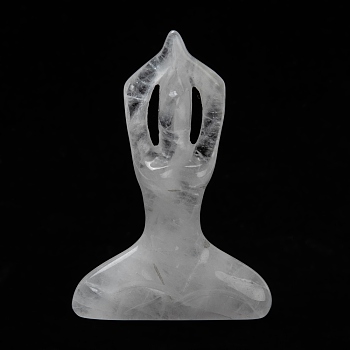 Natural Quartz Crystal Yoga Goddess Decorations, Reiki Crystal Healing Gift, Home Display Decorations, 13~14x49~51x73mm
