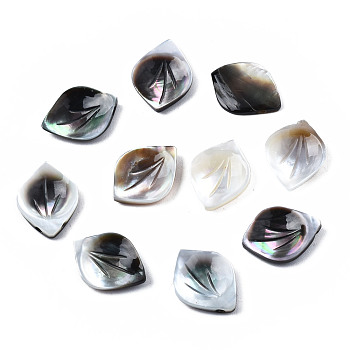 Natural Black Lip Shell Pendants, Petaline, 13~14x10x2~3mm, Hole: 0.8mm
