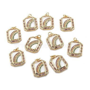 Real 18K Gold Plated Brass Micro Pave Colorful Cubic Zirconia Pendants(ZIRC-A020-20G-A)-2