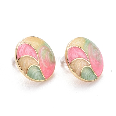 Colorful Flat Round Alloy Stud Earrings