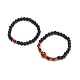 2 pièces 2 style pierre de lave synthétique et agate rouge naturelle cornaline et oeil de tigre ensemble de bracelets extensibles perlés(BJEW-JB08698)-4