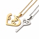 Corazón y llave maestra collares colgantes de pareja y aretes(SJEW-E045-06GP)-2