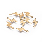 Brass Charms, Lightning Bolt, Raw(Unplated), 14x6x0.5mm, Hole: 1.2mm(KK-F789-11C)