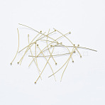 Brass Ball Head Pins, Long-Lasting Plated, Nickel Free, Real 18K Gold Plated, 35x0.6mm, 22 Gauge, Head: 1.8mm, 180pcs/bag(KK-G331-10-0.6x35-NF)