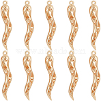 10Pcs Brass Pendants, Nickel Free, Hollow, Horn of Plenty/Italian Horn Cornicello Charms, Real 18K Gold Plated, 28.5x5.5x4mm, Hole: 1mm(KK-BBC0017-56)