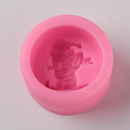 Food Grade DIY Silicone Molds, Fondant Molds, Baking Molds, Chocolate, Candy, Biscuits, Soap Making, Father Christmas with Sleigh, Pink, 70x42mm, Inner Diameter: 55mm(DIY-WH0166-14)
