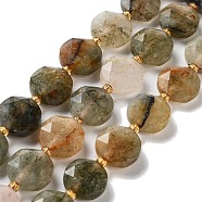 Natural Mixed Rutilated Quartz Beads Strands, with Seed Beads, Faceted Hexagonal Cut, Flat Round, 12~12.5x5~6mm, Hole: 1.2~1.4mm, about 27~29pcs/strand, 15.55~15.75 inck(39.5~40cm)(G-NH0004-008)