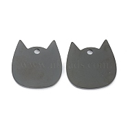 304 Stainless Steel Laser Cut Pendants, Stamping Blank Tag, Cat Head, Gunmetal, 19x19x1.5mm, Hole: 2mm(STAS-P283-03A-B)