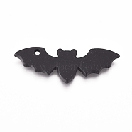 Alloy Pendants, Baking Painted, for Halloween, Bat, Black, 8.5x24.5x1mm, Hole: 1.4mm(ENAM-E568-18A)