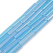 Electroplate Glass Beads Strands, AB Color Plated, Rectangle, Light Sky Blue, 19.5~20x3.5~4x3.5~4mm, Hole: 1mm, about 38pcs/strand, 29.13''(74cm)(EGLA-Q128-11A-AB04)