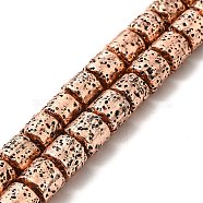 Electroplated Natural Lava Rock Beads Strands, Column, Copper Plated, 8x8.5mm, Hole: 1mm, about 50pcs/strand, 15.94~16.14 inch(40.5~41cm)(G-G984-07R)