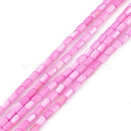 Natural Freshwater Shell Dyed Beads Strands, Column, Deep Pink, 4.8x3mm, Hole: 0.8mm, about 78pcs/strand, 14.96''(38cm)(SHEL-M018-12-10)