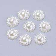 10.5MM Sunflower Acrylic Pearl Flatback Cabochons for Bracelet Making, Dyed, Creamy White, 10.5x4.5mm(X-MACR-F016-22)