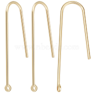 16Pcs Brass Hooks, with Vertical Loops, Real 18K Gold Plated, 31x10x2mm, Hole: 1.2mm, Pin: 0.9mm(KK-BBC0008-10)