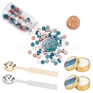 CRASPIRE DIY Scrapbook Making Kits, Including Sealing Wax Particles, Iron Handle Wax Sealing Stamp Melting Spoon, Iron Wax Sticks Melting Spoon and Paraffin Candles, Alice Blue, 0.9x0.5cm, 164cs/set(DIY-CP0004-23B)