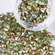 Eco-Friendly Pointed Back Resin Rhinestones, Back Plated, Diamond Shape, Erinite, 5.5mm, about 2880pcs/bag(CRES-R120-5.5mm-B-05)
