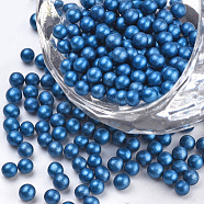 Glass Seed Beads, Baking Varnish, Opaque Colours, For Nail Art Decoration, No Hole/Undrilled, Round, Steel Blue, 2~2.5mm, about 450g/bag(SEED-Q031-10)