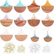 Olycraft DIY Earring Making Kit, Including Resin & Walnut Wood Pendants, Iron Earring Hooks & Open Jump Rings, Fan, Mixed Color, 152pcs/box(DIY-OC0007-48)