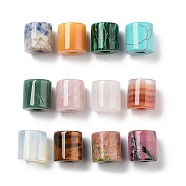 Natural & Synthetic Mixed Gemstone European Beads, Large Hole Beads, Column, 15.5~17x16mm, Hole: 5.5mm(G-P520-05)