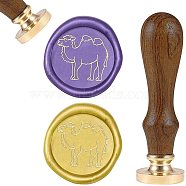 DIY Scrapbook, Brass Wax Seal Stamp and Wood Handle Sets, Animal Pattern, 83x22mm, Head: 7.5mm, Stamps: 25x14.5mm(AJEW-WH0131-012)