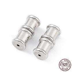 Rhodium Plated 925 Sterling Silver Screw Clasps, Twist Clasps, Bamboo, Platinum, 11x5mm, Hole: 0.9mm(STER-K173-06P)