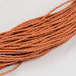 Braided Imitation Leather Cords, Round Bracelet Findings, Light Salmon, 3x3mm, about 103.89 yards(95m)/bundle(LC-S005-011)