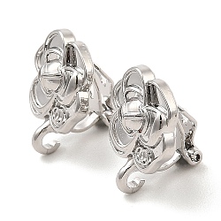 Alloy Clip-on Earring Findings, with Loops, for Non-pierced Ears, Rose, Platinum, 17x13.5x12mm, Hole: 2.5mm(FIND-L015-007P)