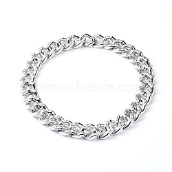 CCB Plastic Rhinestone Curb Chain Necklaces, with 
304 Stainless Steel Gate Rings, Silver, 19-3/4 inch(50cm)(NJEW-JN03560)