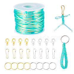 DIY Jewelry Making Findings Kits, incluing Flat PVC Laser Cord, Iron Split Key Rings & Key Clasp Finding, Zinc Alloy Lobster Claw Clasps, 304 Stainless Steel Keychain Clasp Findings, Turquoise(DIY-TA0012-90D)