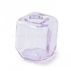 Handmade Blown Glass Bottles, for Glass Vial Pendants Making, Square, Lilac, 16~16.5x14~15x14~14.5mm, Hole: 3.5~6mm(GLAA-B005-02E)