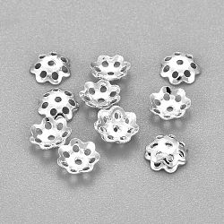 201 Stainless Steel Bead Caps, Flower, Multi-Petal, Silver, 6x1mm, Hole: 1mm(STAS-F040-24-S)