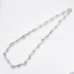 Alloy Barb Wire Necklaces, with Lobster Claw Clasp, Platinum, 18.8 inch(48cm)(NJEW-R254-01B-P)