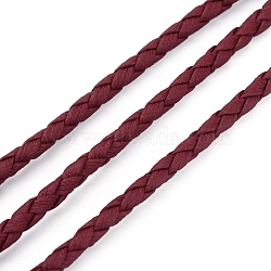 Braided PU Leather Cords, Round, Saddle Brown, 4mm, about 2.19 Yards(2m)/Strand(WL-WH0005-002G)