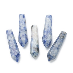 Natural Blue Spot Jasper Pointed Beads, Bullet, Undrilled/No Hole Beads, Faceted, for Wire Wrapped Pendants Making, 29~33x7.5~8.5mm(G-E490-C21)