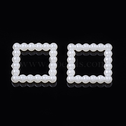 ABS Plastic Imitation Pearl Linking Rings, Square, Creamy White, 12x12x2mm(OACR-S020-07)