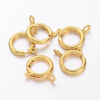 Brass Spring Ring Clasps, Jewelry Accessory, Golden Color, 12mm, Hole: 2.5mm