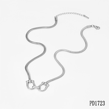 316 Surgical Stainless Steel Horse Bit Pendant Round Snake Chain Necklaces for Women, Tarnish Free, Silver, 16.54 inch(42cm), Pendant: 1.8x3.6cm