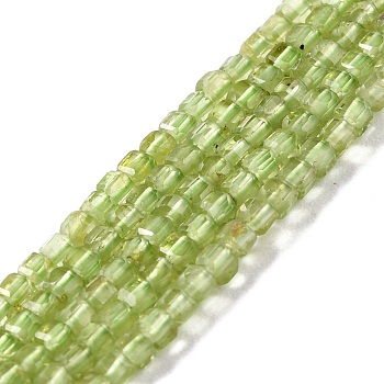 Natural Peridot Beads Strands, Faceted, Cube, 2x2x2mm, Hole: 0.6mm, about 175pcs/strand, 15.75''(40cm)
