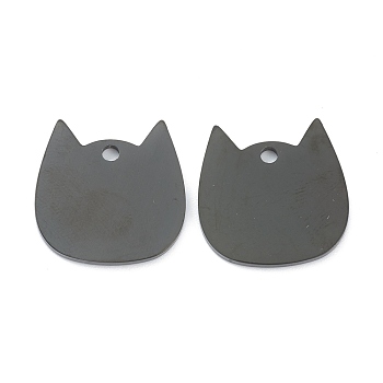 304 Stainless Steel Laser Cut Pendants, Stamping Blank Tag, Cat Head, Gunmetal, 19x19x1.5mm, Hole: 2mm