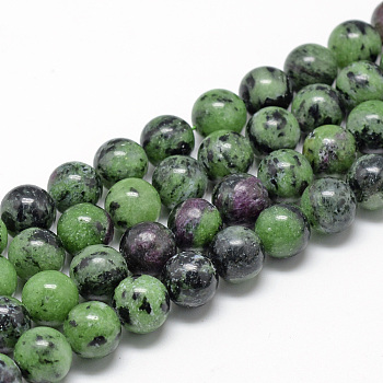 Natural Ruby in Zoisite Beads Strands, Round, 4mm, Hole: 1mm, about 84~90pcs/strand, 15.1 inch